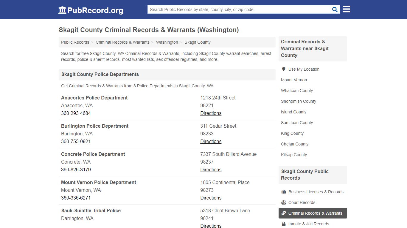 Skagit County Criminal Records & Warrants (Washington)